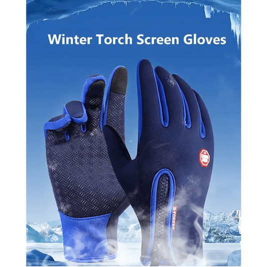 AlphaLife247 Unisex Winter Touchscreen Gloves, blue water-repellent thermal gloves for skiing, hiking, and cold-weather outdoor work.