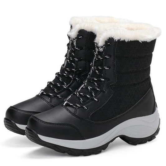 AlphaLife247 Boots Snow Hiking Waterproof NonSlip Leather Women, durable and warm winter footwear for outdoor activities.