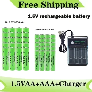 Batteries Alkaline Rechargeable w/Charger